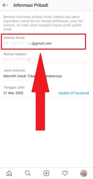 Cara mengganti email Instagram di HP 4 klik menu alamat profil