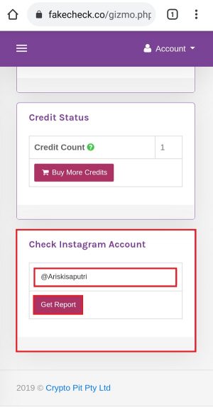 Cara cek followers Instagram asli atau palsu 7 Masukkan nama akun Instagram kedalam kolom yang tersedia