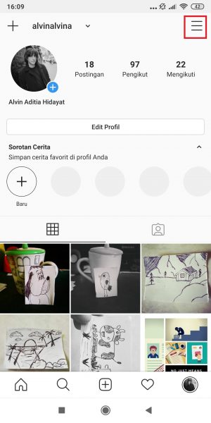 Cara mengetahui berapa lama waktu terpakai main Instagram 2 Tap icon "Hamburger".