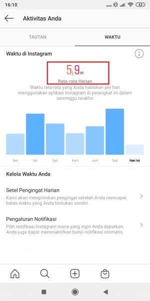 Cara mengetahui berapa lama waktu terpakai main Instagram 5 Waktu rata-rata harian yang digunakan untuk main Instagram.