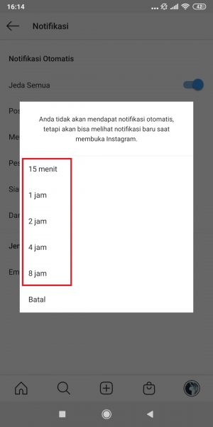 Cara mengetahui berapa lama waktu terpakai main Instagram 12 Tentukan berapa jam notifikasi dari Instagram akan dinonaktifkan