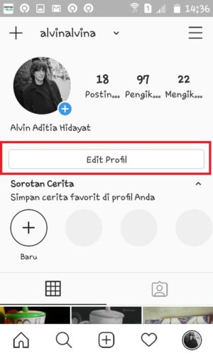 Cara melihat email akun Instagram kita sendiri 2 Tap "Edit Profil".