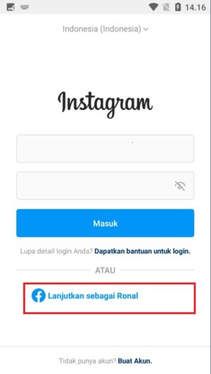 Cara melihat email akun Instagram kita sendiri 8 Tap "lanjutkan sebagai".