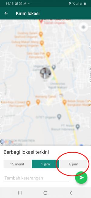 Cara share lokasi lewat WhatsApp (panduan lengkap) 14 pilih durasi berapa lama lokasi terkini akan dibagikan