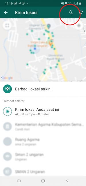 Cara share lokasi lewat WhatsApp (panduan lengkap) 7 cari lokasi pada kolom pencarian