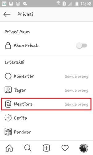 Cara supaya tidak bisa di tag dan di mention di Instagram 9 Tap "Mentions"