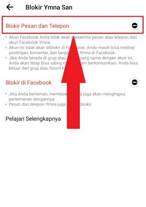 Cara memblokir pesan dan panggilan di Messenger 5 klik blokir pesan dan telepon