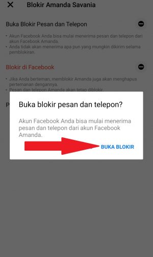 Cara memblokir pesan dan panggilan di Messenger 13 klik buka blokir