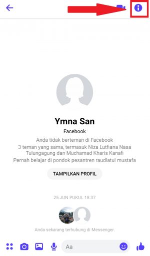 Cara memblokir pesan dan panggilan di Messenger 2 klik icon tanda seru