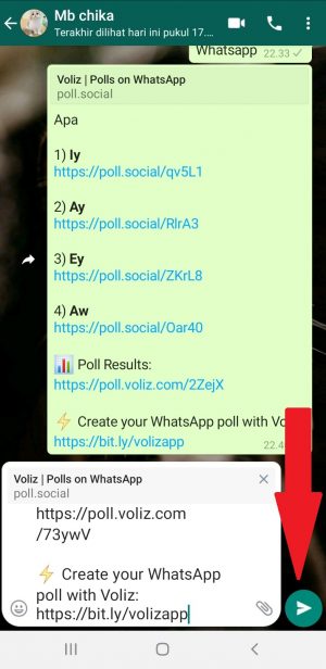Cara membuat polling di WhatsApp 15 klik kirim