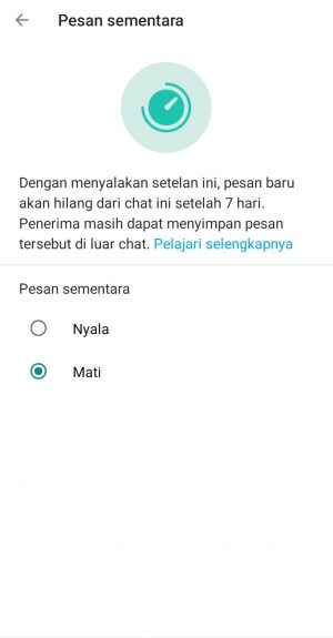 Cara mengaktifkan pesan sementara di WhatsApp 10 klik matikan fitur