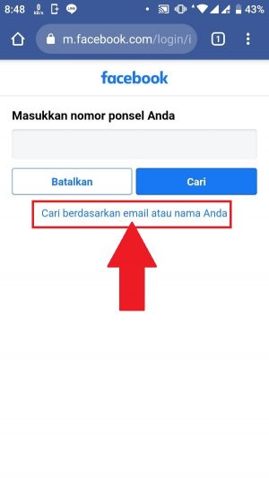 Lupa kata sandi FB? Ini solusinya (bisa tanpa No HP dan Email) 20 tap "cari berdasarkan email atau nama anda"
