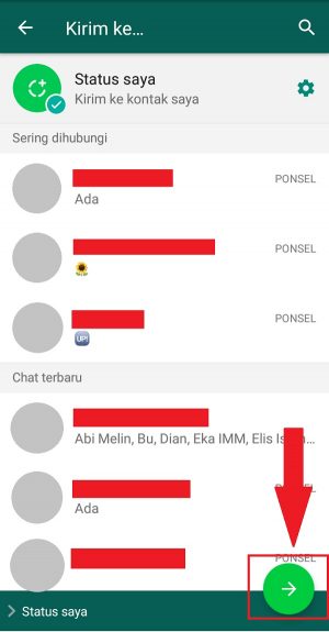 Cara membuat Status WhatsApp dengan Stiker (panduan pemula) 12 Pilih tombol berwarna hijau dibagian bawah untuk melanjutkan