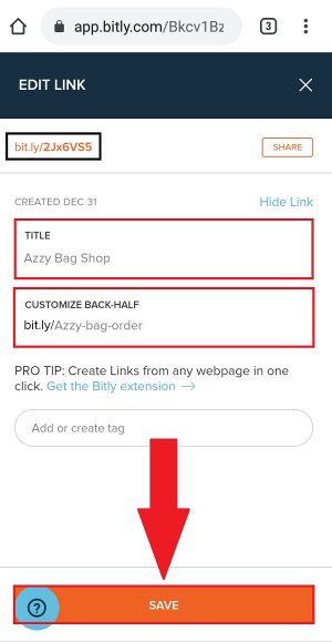 Cara membuat link WhatsApp di Bio Instagram 10 isi kolom “Customize back-half” dengan link yang kamu inginkan