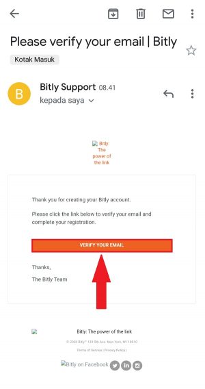 Cara membuat link WhatsApp di Bio Instagram 6 Pilih "Verify your email" untuk konfirmasi email