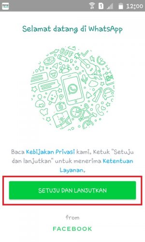 Cara mengatasi lupa kode verifikasi 2 langkah WhatsApp (bisa tanpa email) 1 Tap "setuju dan Lanjutkan".