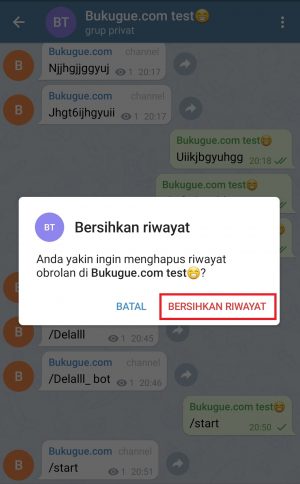 Cara clear (membersihkan) chat di group Telegram 4 bersihkan riwayat