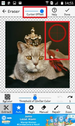 Cara membuat stiker WhatsApp dengan foto sendiri 10 Gunakan menu "Cursor Offset".