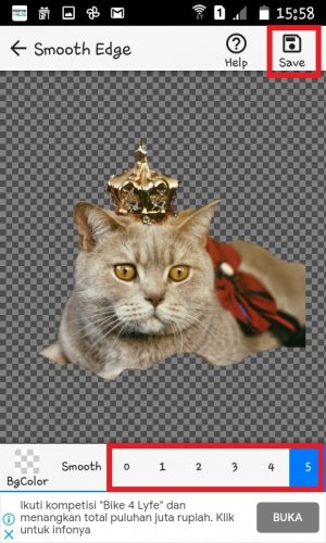 Cara membuat stiker WhatsApp dengan foto sendiri 15 Atur tingkat smooth foto.
