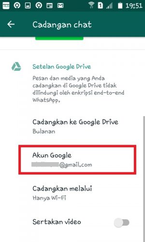Cara mengganti alamat email di WhatsApp 5 Tap "Akun Google".