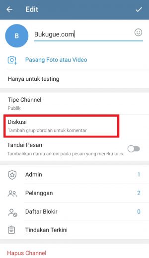 Cara menambahkan fitur komentar di channel Telegram 4 masuk ke kolom diskusi
