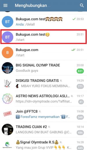 Cara clear (membersihkan) chat di group Telegram 1 pilih salah satu group telegram