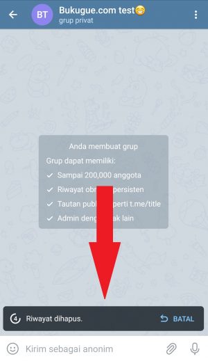Cara clear (membersihkan) chat di group Telegram 5 tunggu prosesnya selesai