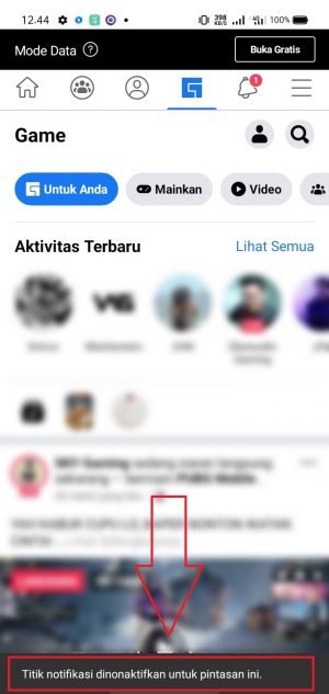 Cara Mengatur Bilah Pintasan di Facebook 5 pop up jika berhasil menonaktifkan titik notifikasi