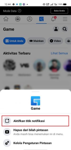 Cara Mengatur Bilah Pintasan di Facebook 6 pop up untuk mengaktifkan kembali titik notifikasi