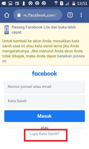 Cara mengembalikan akun Facebook yang di Hack (Panduan Lengkap) 3 Tap "Lupa Kata Sandi?.