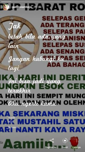 Cara share lirik lagu berjalan di Instagram story 21 contoh hasilnya