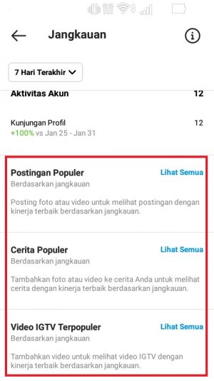 Cara melihat dan membaca Insight Instagram 12 konten populer