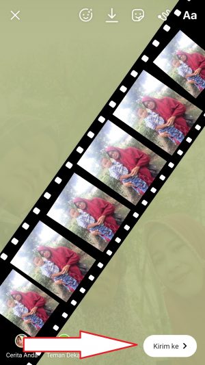 Cara membuat efek roll film di story Instagram 32 klik kirim ke