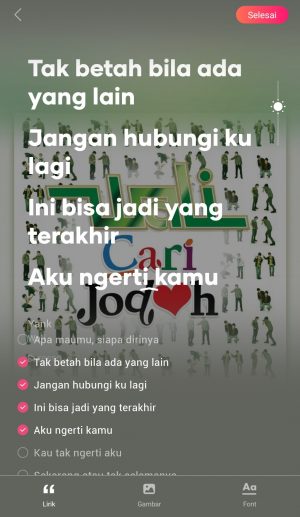 Cara share lirik lagu berjalan di Instagram story 13 klik selesai