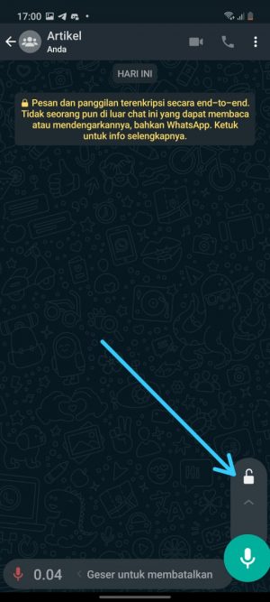 Cara mengunci voice note di WhatsApp agar tidak tahan layar 2 Tap Icon Mikrofon