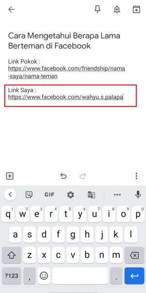 Cara mengetahui sudah berapa lama berteman di Facebook 14 tempel tautan profil ke aplikasi catatan