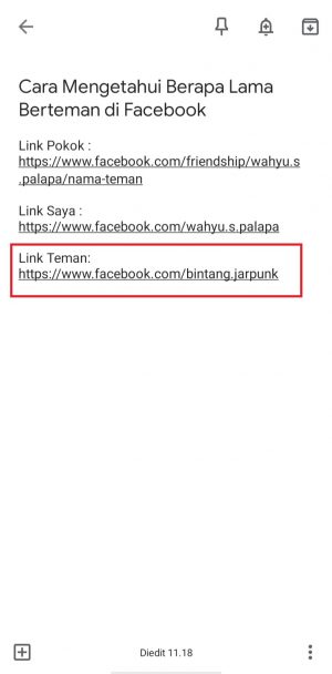 Cara mengetahui sudah berapa lama berteman di Facebook 21 tempel tautan profil ke aplikasi catatan