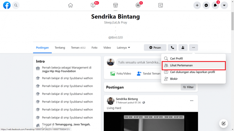 Cara mengetahui sudah berapa lama berteman di Facebook 29 tab menu lihat pertemanan