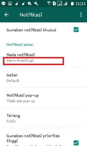 Cara pakai nada notifikasi khusus untuk kontak atau grup di WhatsApp 9 Nada dering sudah berhasil diganti.