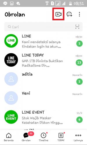 Cara membuat, mengundang dan memulai LINE meeting 2 Tap icon "Meeting".