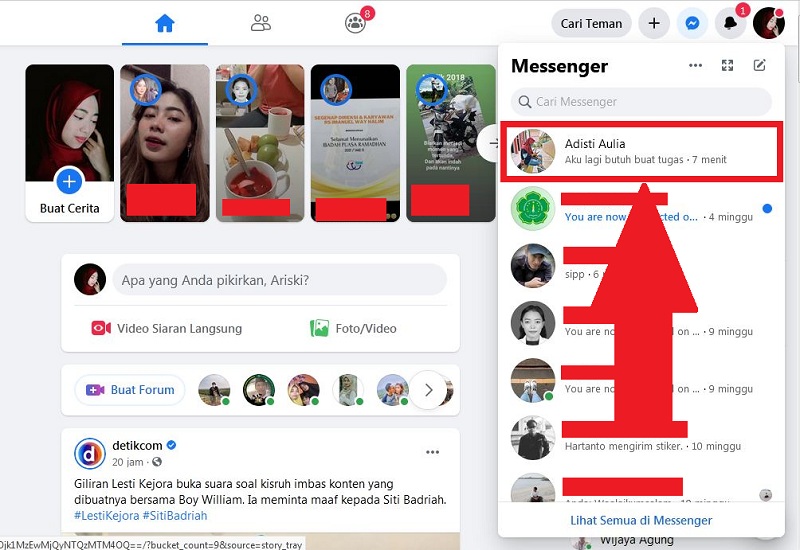 Cara memblokir pesan di Facebook 15 Pilih pesan yang ingin diblokir