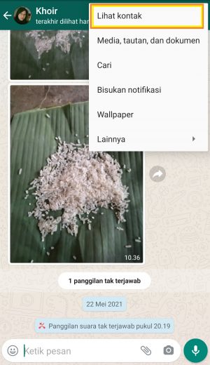 Cara agar media WhatsApp tidak tersimpan di galeri 7 klik lihat kontak