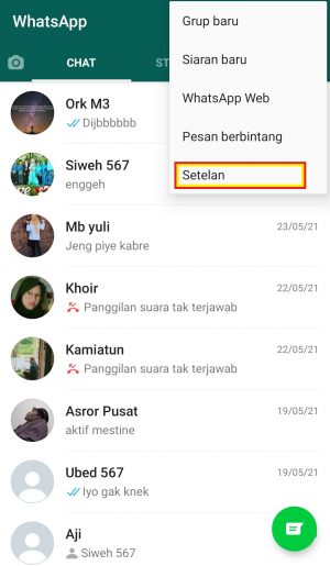 Cara agar media WhatsApp tidak tersimpan di galeri 1 klik setelan atau seting