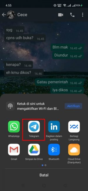Cara memindahkan chat WhatsApp ke Telegram 5 Pilih dan tekan "telegram"
