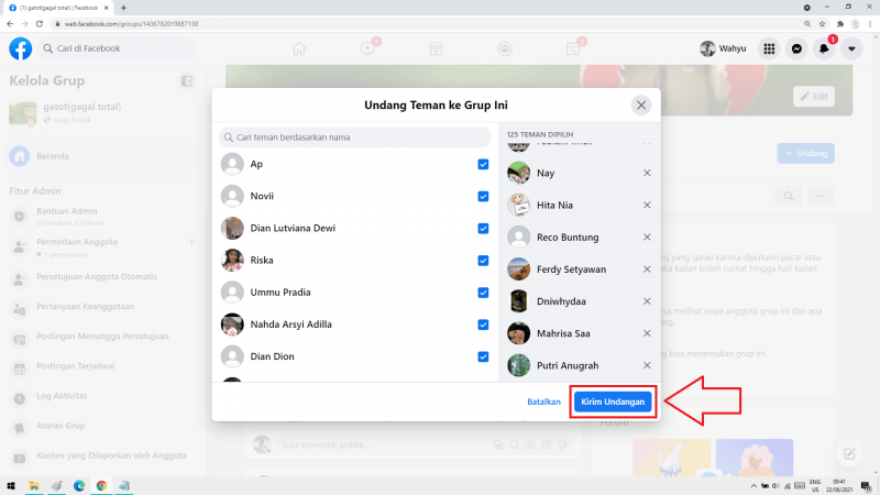 Cara menambahkan teman ke grup Facebook dengan cepat 31 ketuk tombol kirim undangan untuk mengajak tteman bergabung ke grup