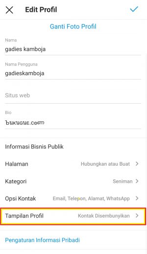 Cara Menambahkan Tombol WhatsApp di Instagram 8 ketuk menu tampilan profil