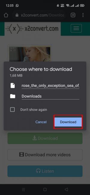 Cara download video dari Youtube menjadi MP3 tanpa aplikasi 12 Pilih dan klik "download"
