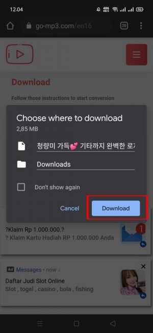 Cara download video dari Youtube menjadi MP3 tanpa aplikasi 17 Pilih dan klik "download"