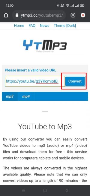 Cara download video dari Youtube menjadi MP3 tanpa aplikasi 4 Pilih dan klik "convert"