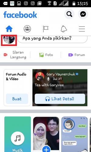 Cara melihat semua kenangan di Facebook (bisa selain hari ini) 9 Tap foto profil di kiri atas.